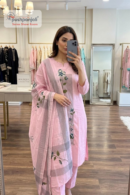 Baby Pink Embroidered straight Kurta Set with Dupatta