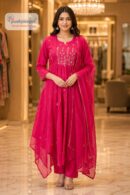 Rani Pink Embroidered Anarkali Suit Set with Dupatta