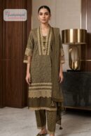 Olive Green Printed Straight Fit Suit Set with Dupatta