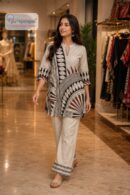 Beige Abstract Printed Kurti & Palazzo Co-Ord Set for Women