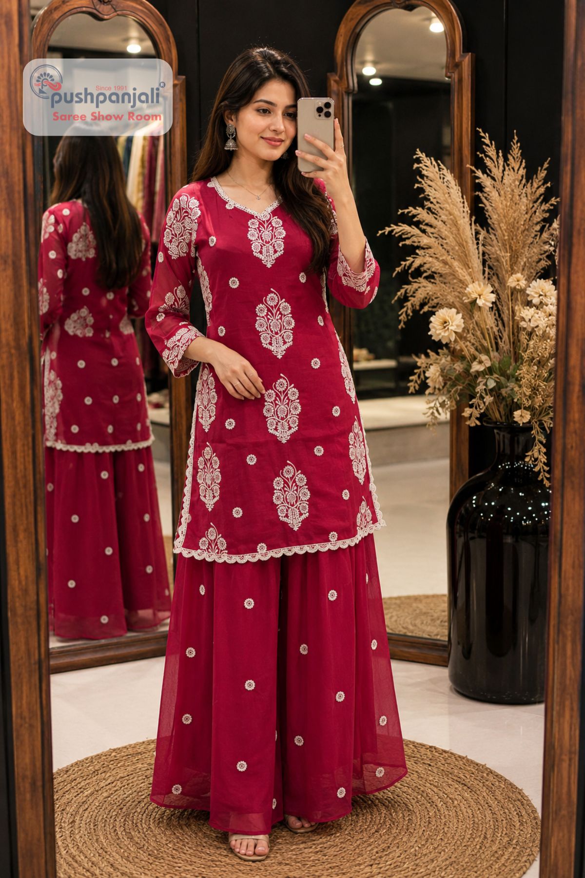 Rani Pink Embroidered Co-ord Set - Image 2