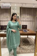 Tiffany Blue Embroidered Straight Kurta Set with Dupatta