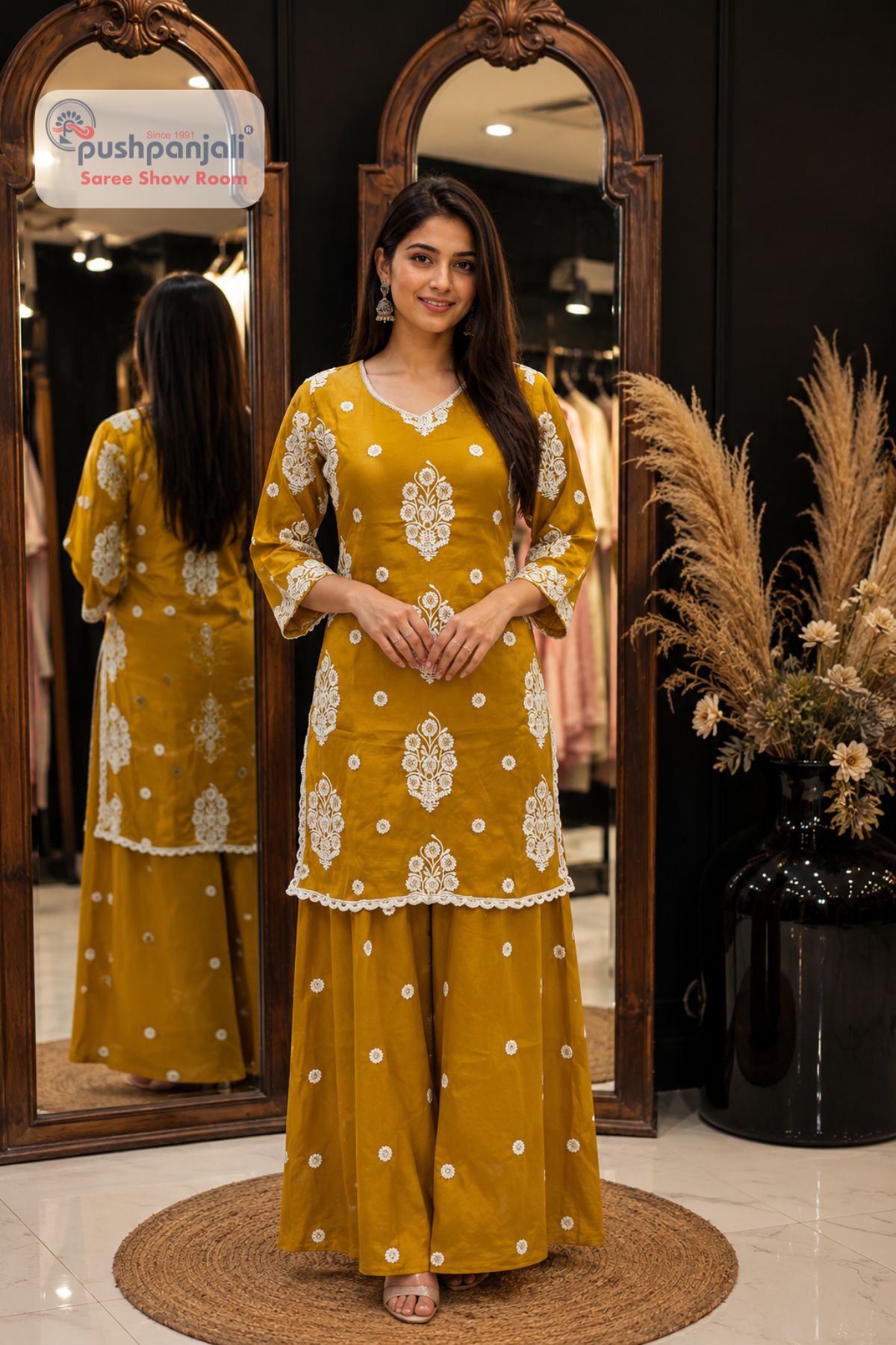 Mustard Yellow Embroidered Co-ord Set