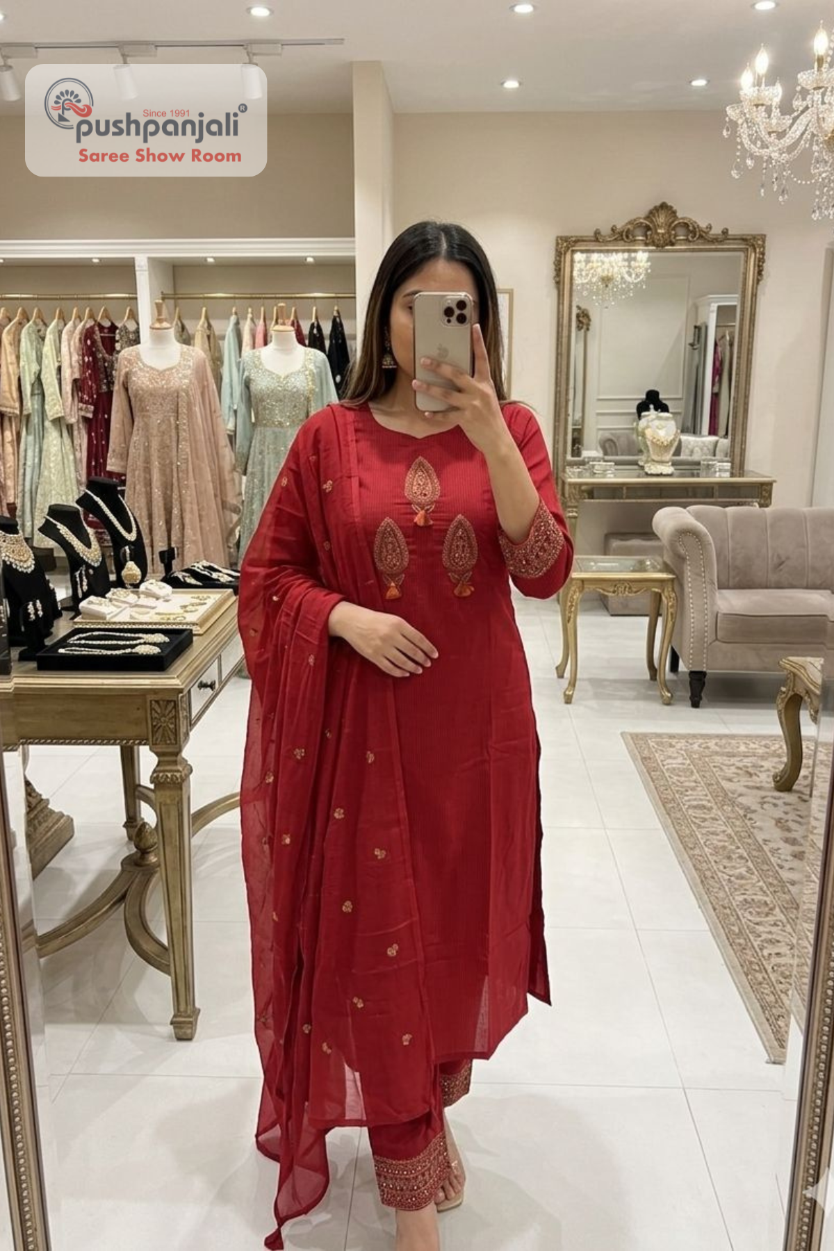 Rani Pink Embroidered Straight Kurta Set with Dupatta
