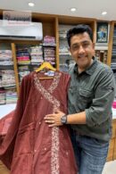 Elegant Coffee Brown Embroidered A-line Kurta Set with Dupatta