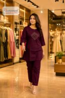 Wine Purple Satin Co-Ord Set