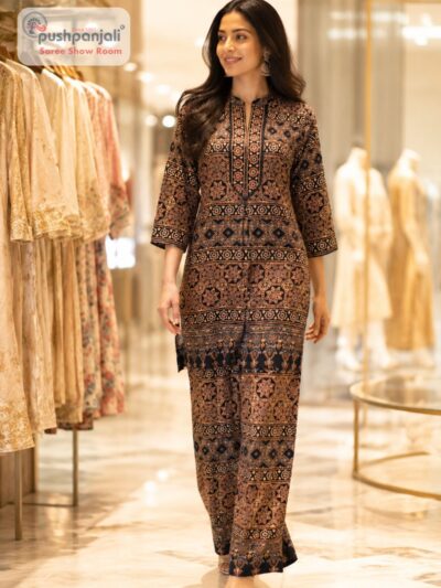 Black Rayon Cotton Printed Co-Ord Set