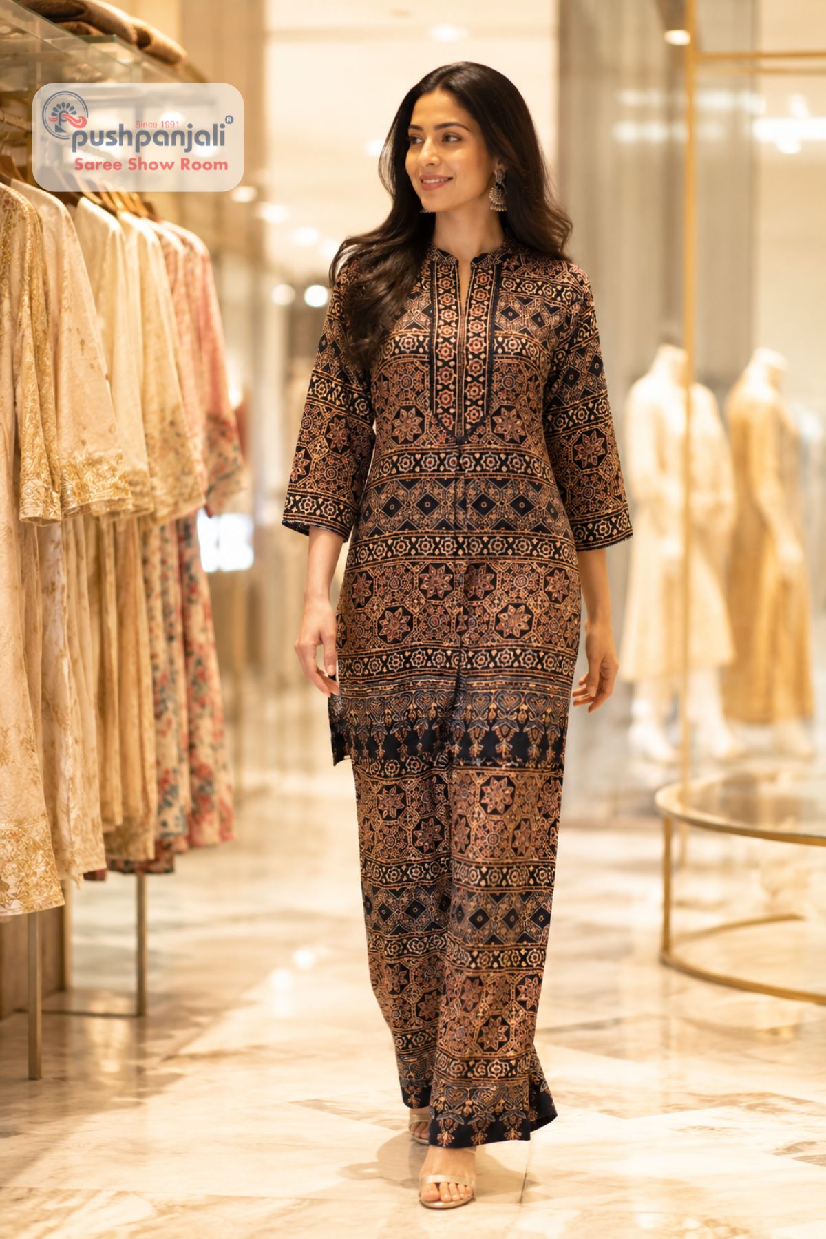 Black Rayon Cotton Printed Co-Ord Set