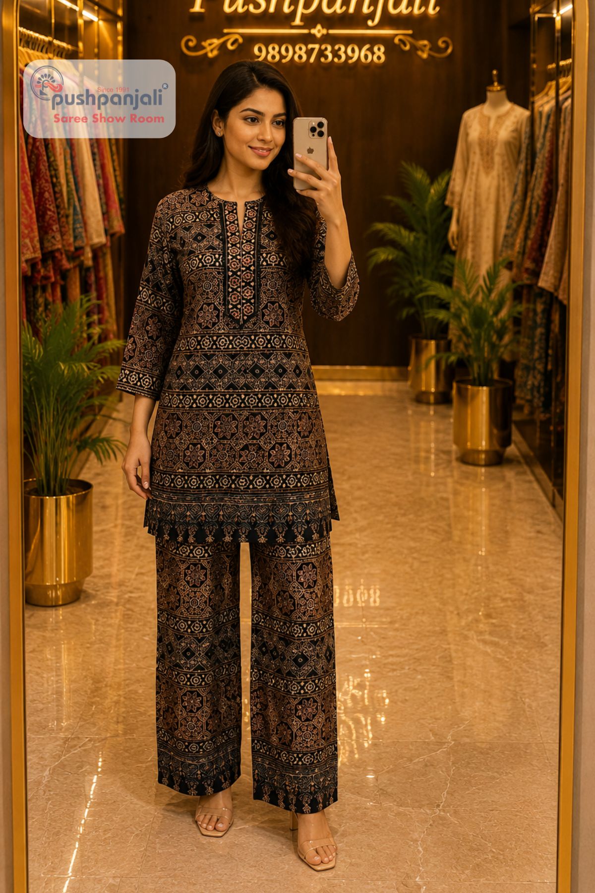 Black Rayon Cotton Printed Co-Ord Set - Image 2