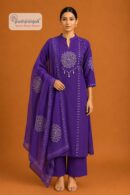 Women's Royal Purple Embellished Kurta Pant Set with Dupatta