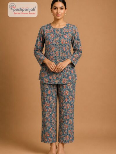 Women's Blue Floral Printed Co-ord Set