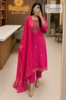 Women's Rani Pink Embroidered Kurta Pant Dupatta Set (3-Piece Set)
