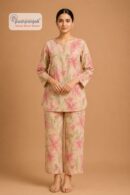 Women's Peach Floral Printed Co-ord Set