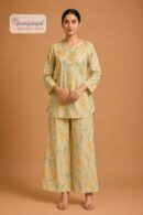 Women's Pastel Yellow Floral Printed Co-ord Set