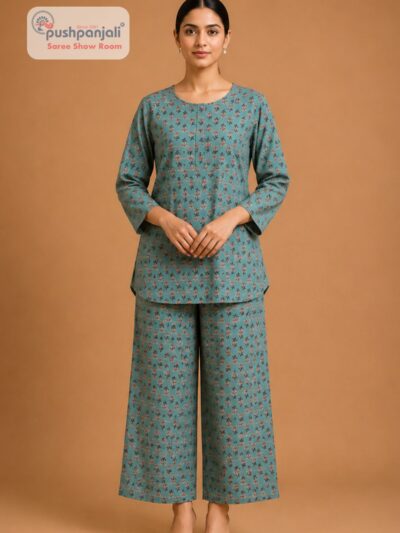 Women's Sky Blue Printed Co-ord Set