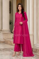 Women's Rani Pink Premium Kurta Pant Dupatta Set