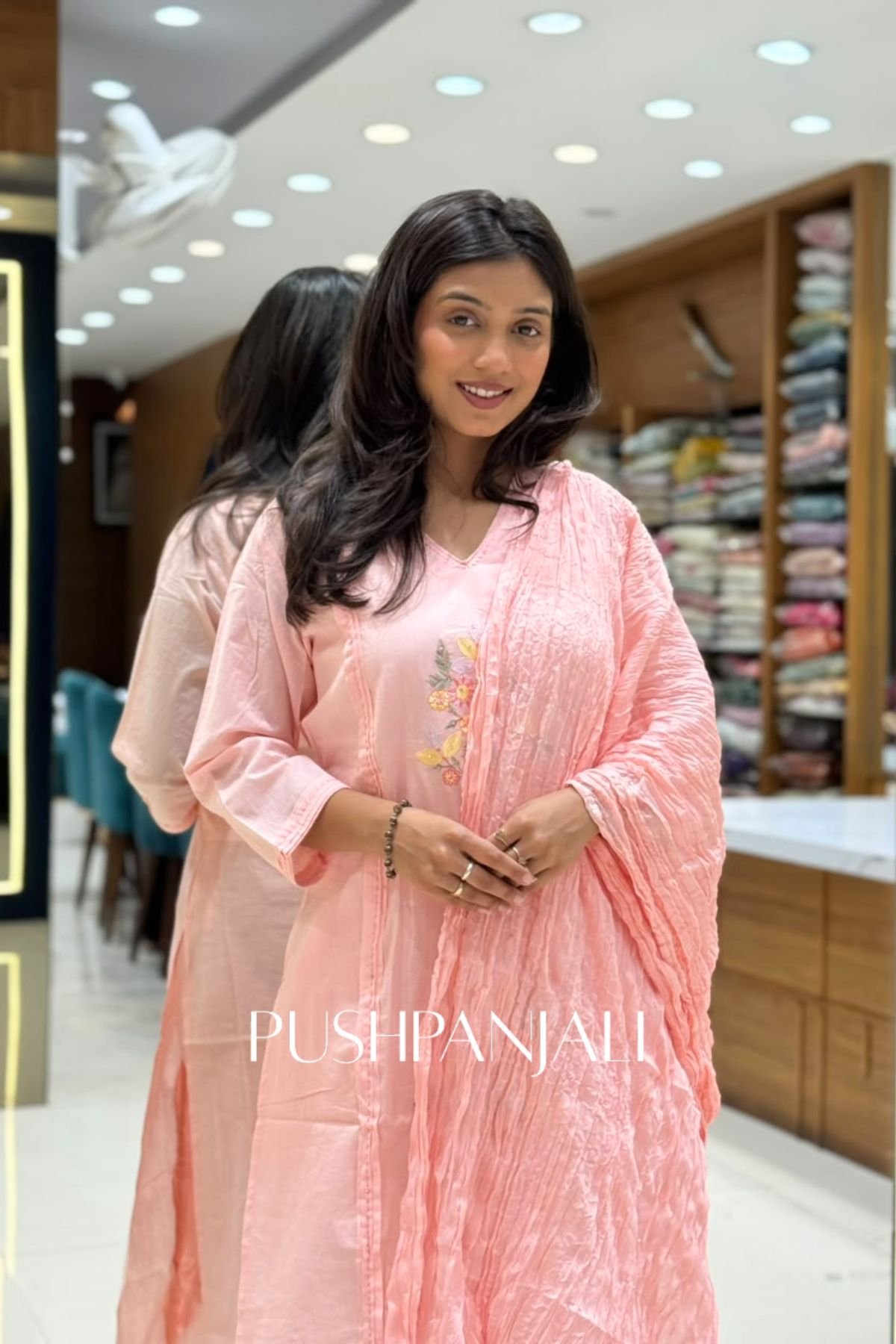 Premium Cotton Embroidered Kurta Set with Dupatta – Baby Pink