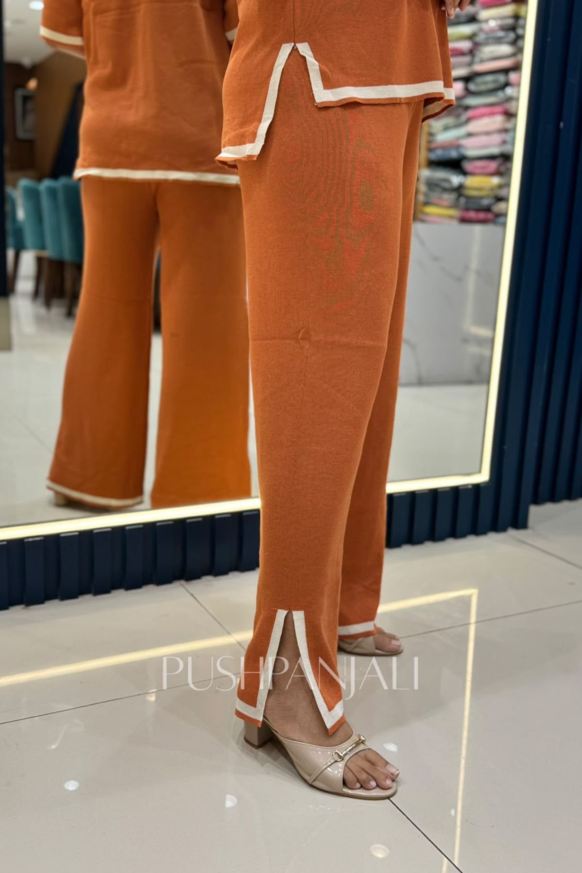 Rust Orange Heart Embroidered Co-Ord Set | Premium Airport Look & Casual Wear - Image 4