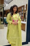 Women's Lime Green Pure Cotton Embroidered Kurta Set