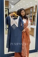 Premium Navy Blue Cotton Straight Kurta Pant Set with Dupatta for Women