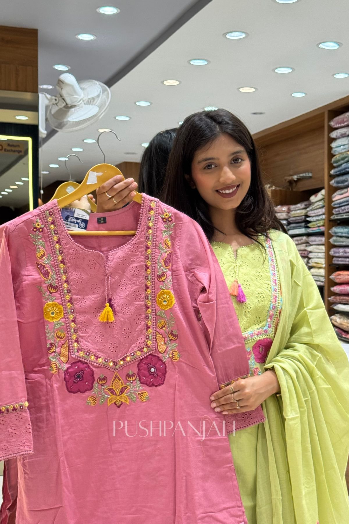 Women's Rose Pink Pure Cotton Embroidered Kurta Set - Image 2