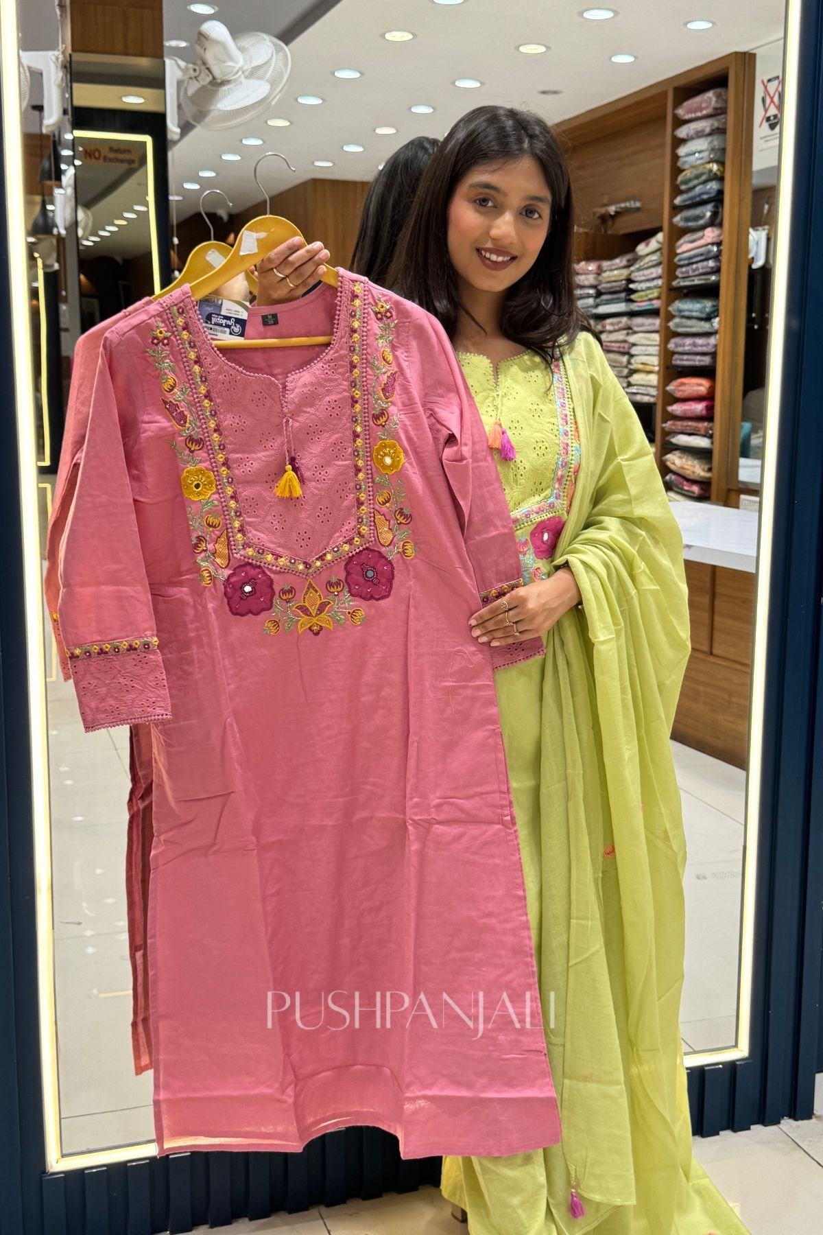 Women's Rose Pink Pure Cotton Embroidered Kurta Set