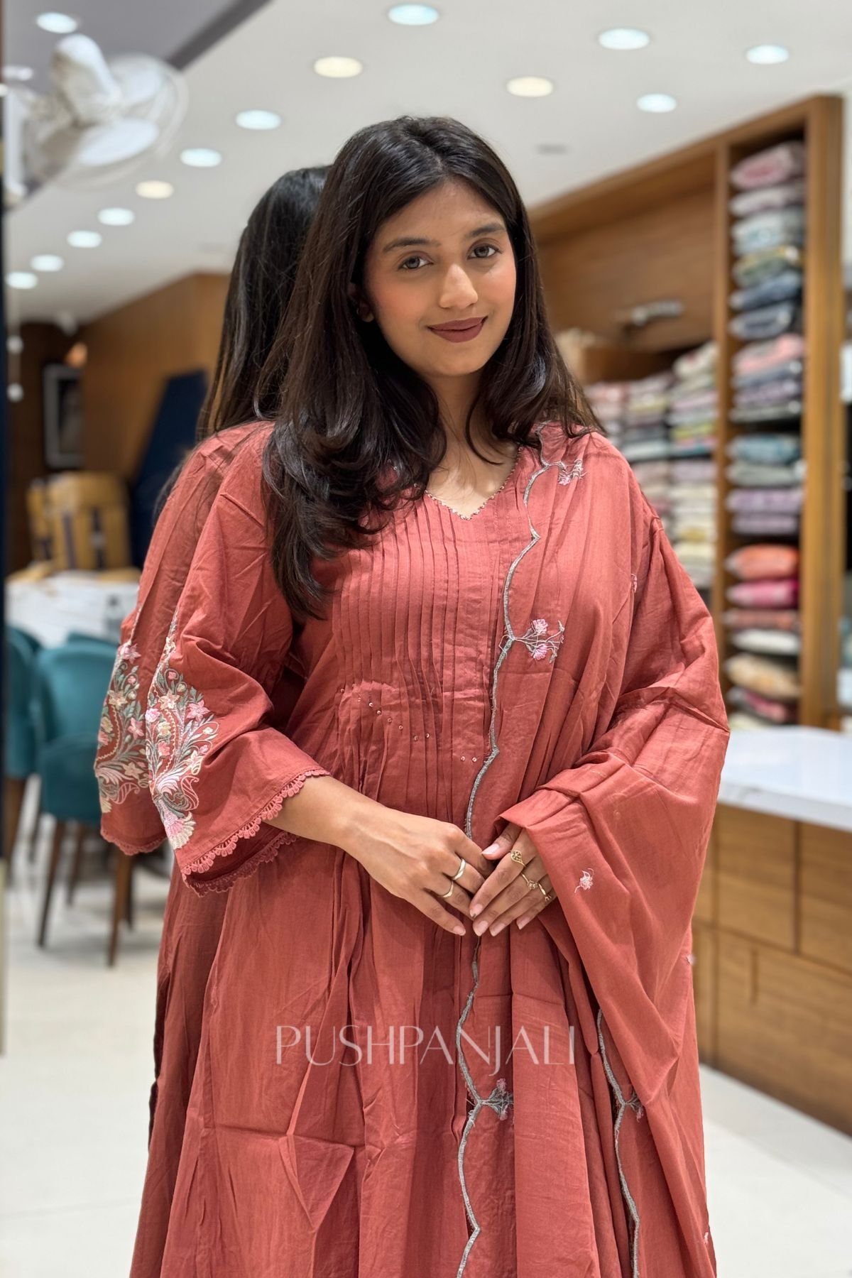 Women's Dusty Rose Pure Cotton Embroidered Kurta Set