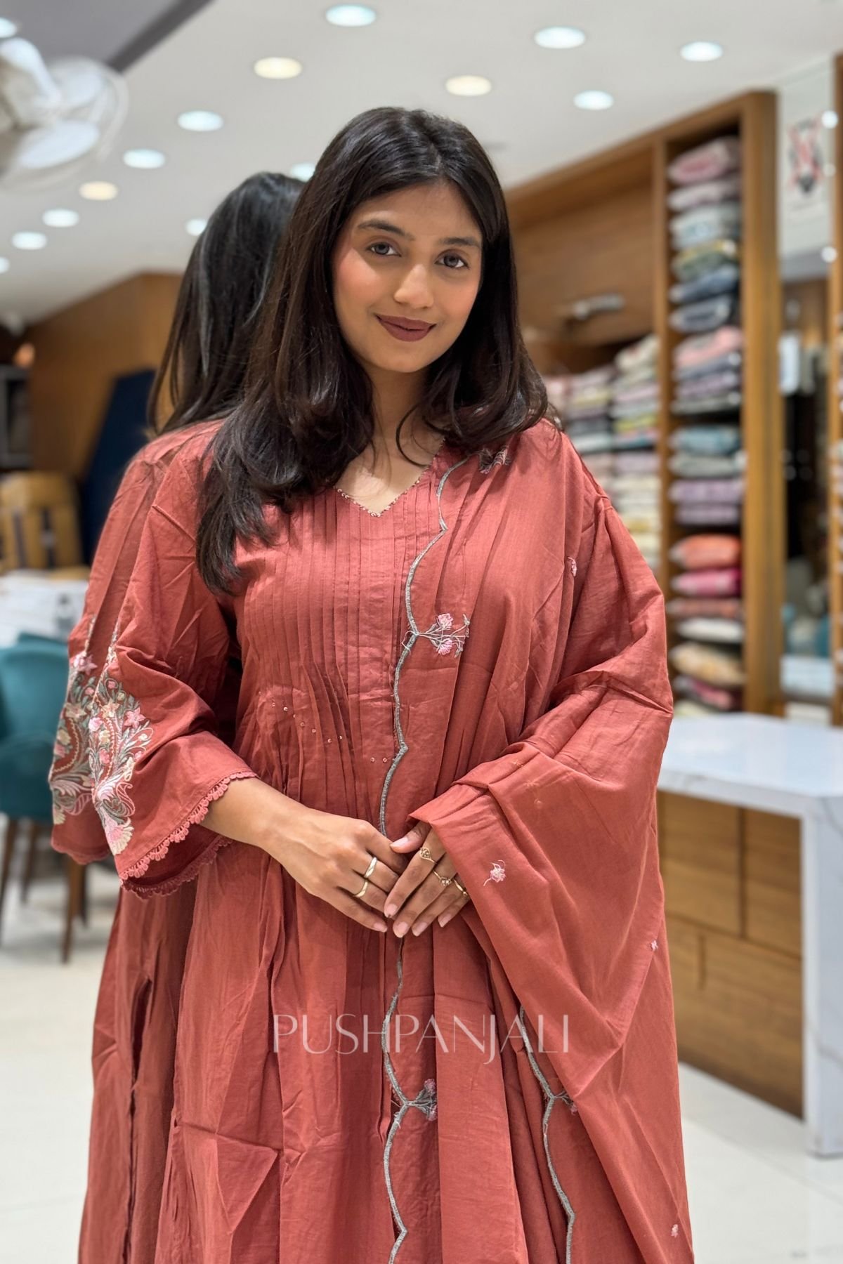 Women's Dusty Rose Pure Cotton Embroidered Kurta Set - Image 2