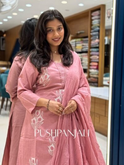 Rose Pink Cotton Straight Kurta Pant Set