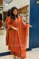 Rust Orange Cotton Straight Kurta Pant Set
