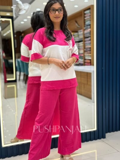 Pink & White Floral Co-Ord Set | Premium Airport Look & Casual Wear
