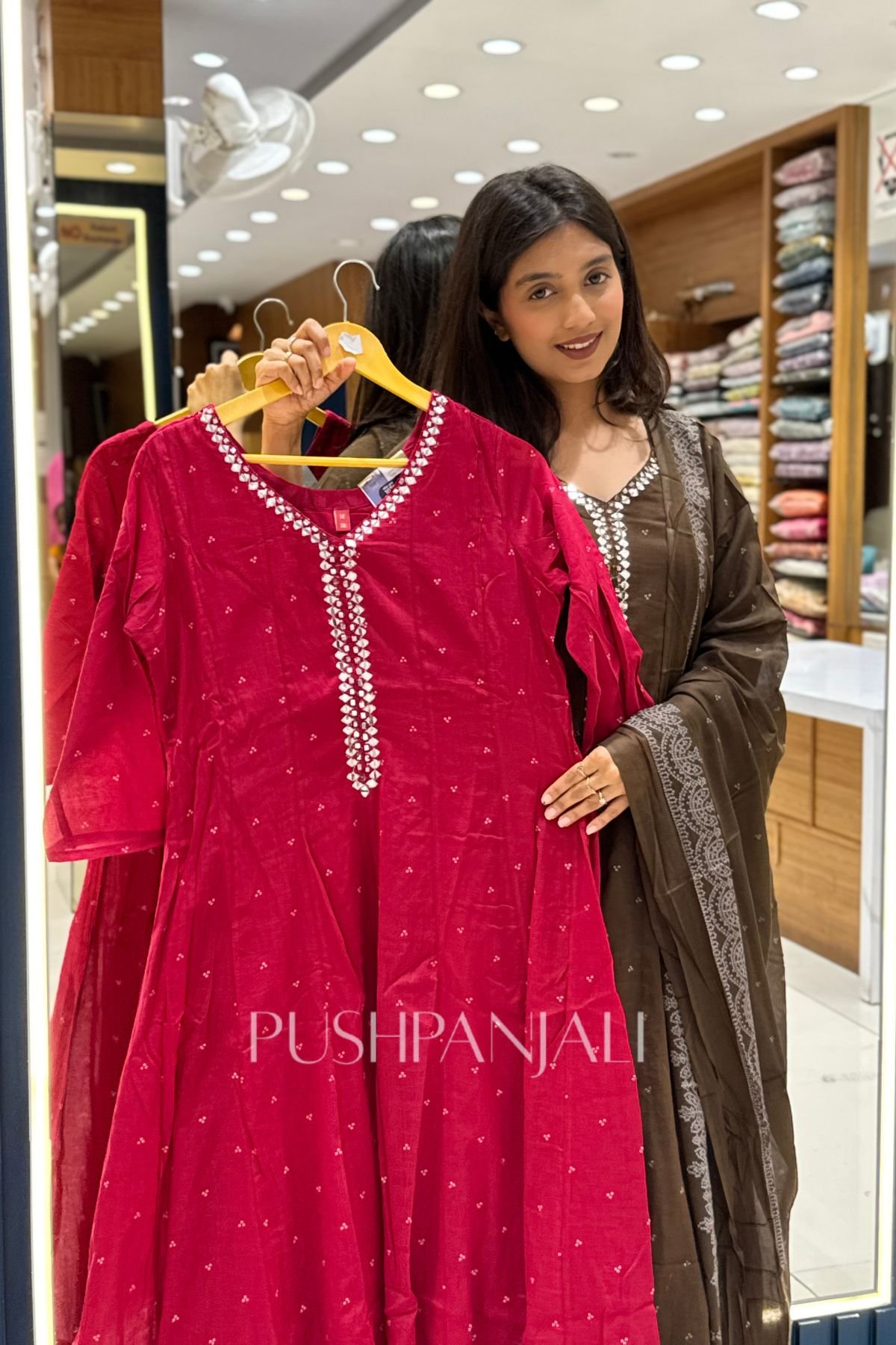 Premium Rani Pink Embroidered Anarkali Kurta for Women - Image 2