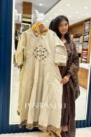 Premium Cream Cotton Embroidered Kurta Pant Set with Dupatta for Women