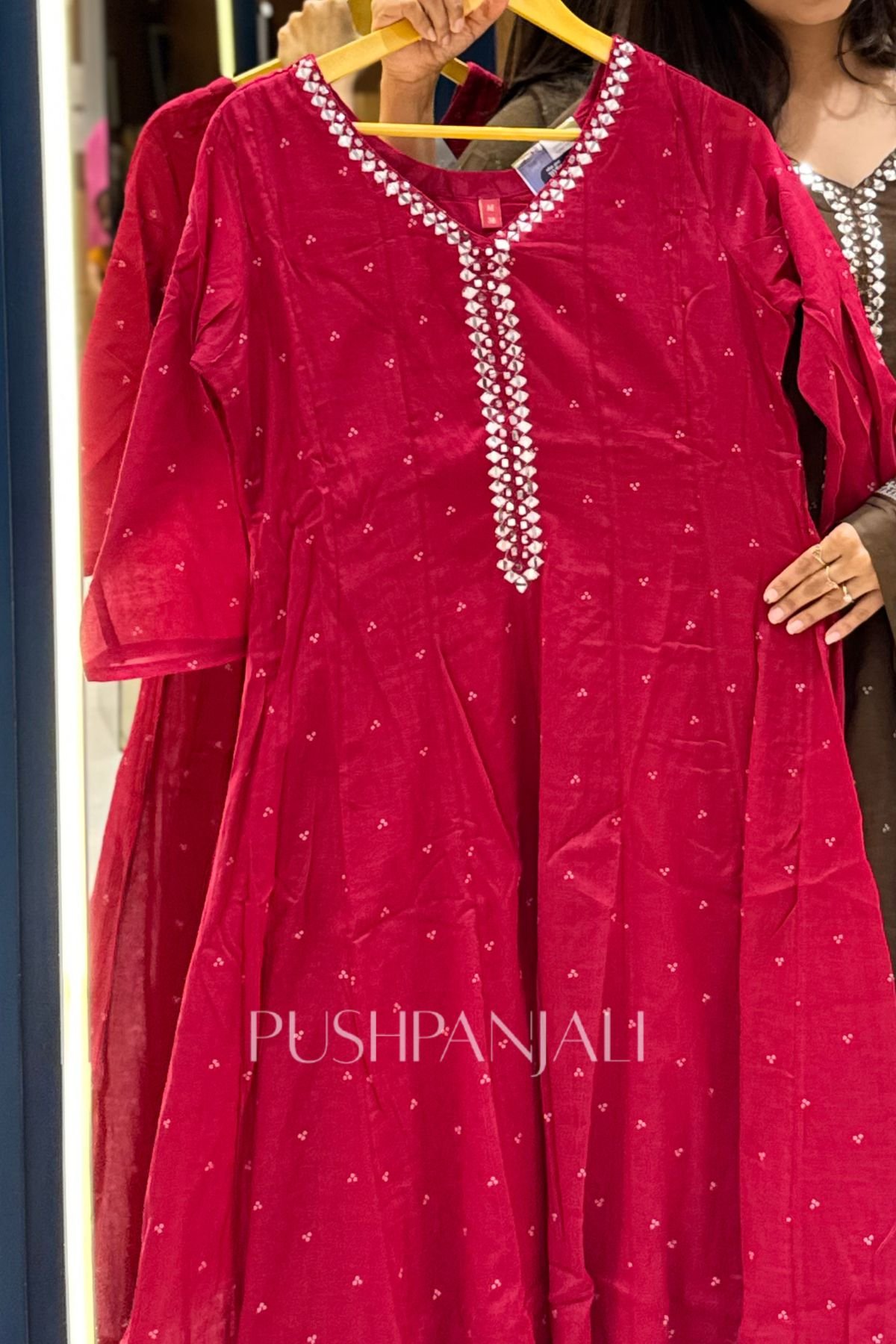 Premium Rani Pink Embroidered Anarkali Kurta for Women