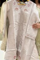 Premium Mul Chanderi Embroidered Anarkali Kurta Set with Dupatta – Light Grey