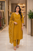 Mustard Bandhani Kurta Set