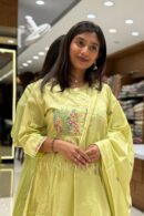 Lime Yellow Embroidered Anarkali Suit Set with Dupatta