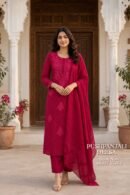 Pink Embroidered Kurta Set with Dupatta | Premium Festive Ethnic Wear
