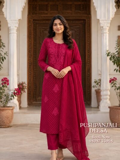 Pink Embroidered Kurta Set with Dupatta | Premium Festive Ethnic Wear