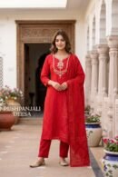 Red Bandhani Printed 3-Piece Design 2 Set
