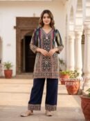 Multicolor & Navy Blue Designer Co-Ord Set