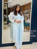 Designer LIGHT BLUE Viscose Suit Set