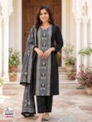 Black & Grey Printed Kurta Pant Set with Dupatta