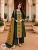 Green & Mustard Printed Kurta Pant Set with Dupatta