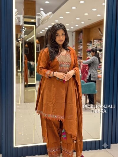 Designer Rust Orange Suit Set