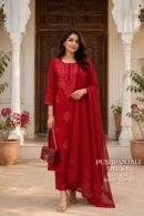 Red Embroidered Kurta Set with Dupatta | Premium Festive Ethnic Wear