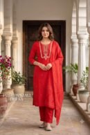 Red Bandhani Printed 3-Piece Set