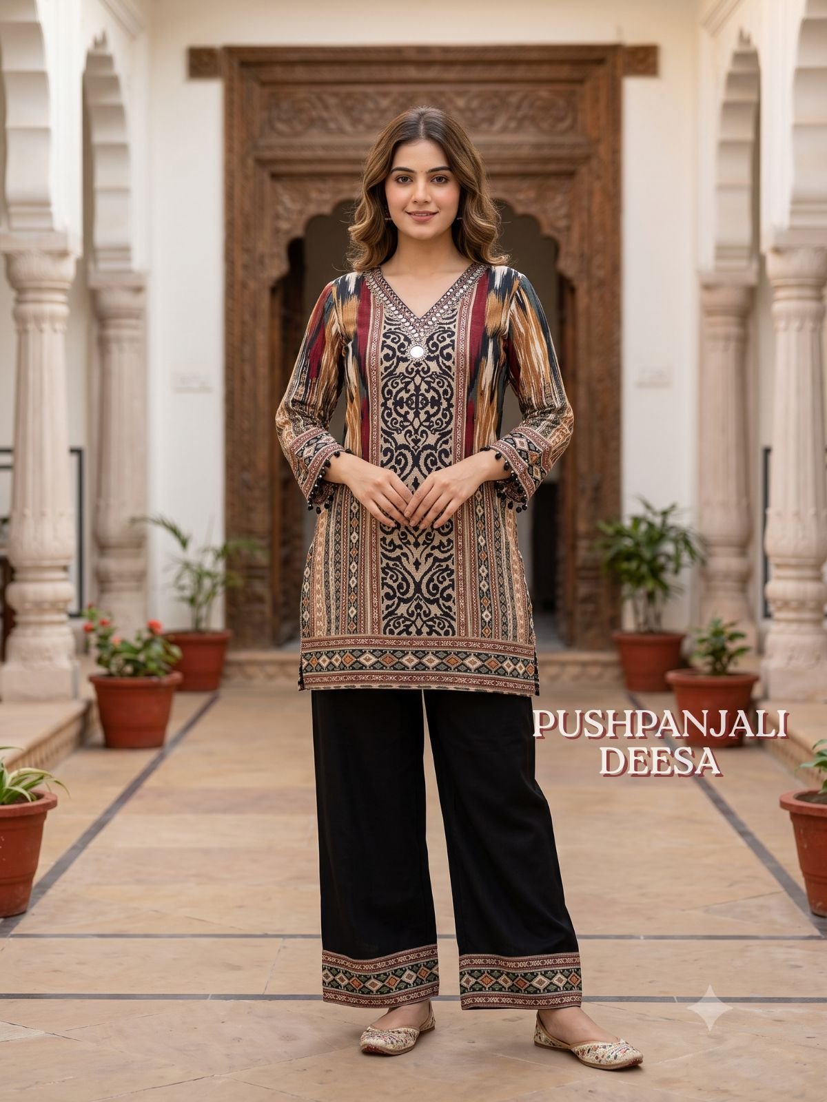Multicolor & Black Designer Co-Ord Set