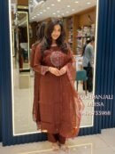 Brown Designer Mul Chanderi Suit Set