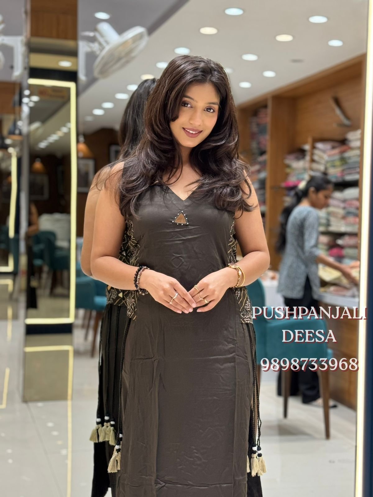 Designer BLACK Mashru Gaggy Suit Set - Image 2